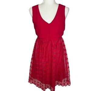 Francesca’s Blue Rain Pink Party Dress. Lacy Skirt. Plunging Back. Sz S. EUC!!